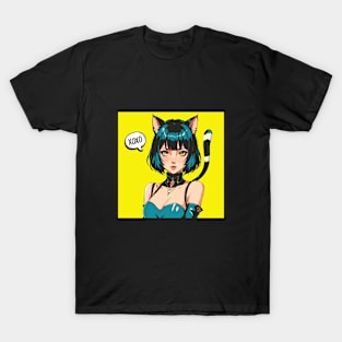 cute anime cat girl T-Shirt